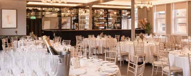 Caterer at The Exchange featuring elegant gala dining setup for corporate events and weddings.