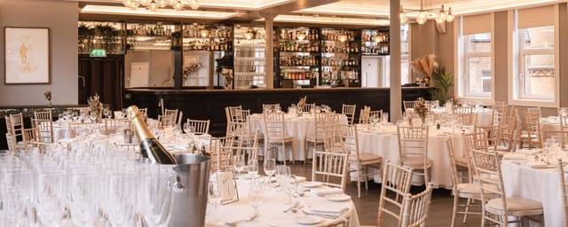 Caterer at The Exchange featuring elegant gala dining setup for corporate events and weddings.
