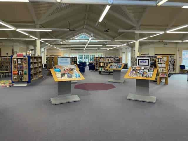 Farnham Castle library event space with fixed shelving, ideal for intimate, small-group meetings.