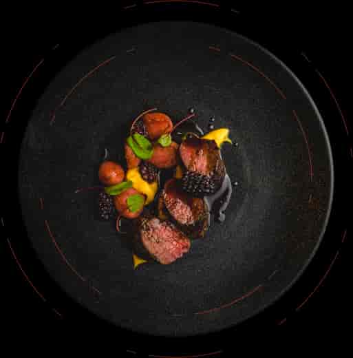 Luxury plated entrée at Dakota Edinburgh gala dinner.
