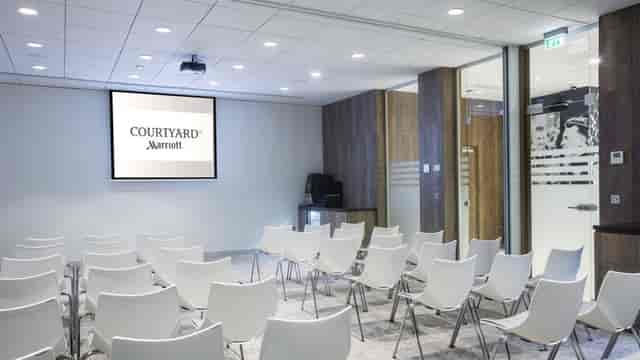 Theater-style conference room at Courtyard Marriott Edinburgh West for corporate business meetings.