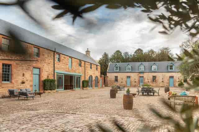 Rustic Ceremony Hall in Broxmouth Courtyard for upscale outdoor receptions and corporate events.