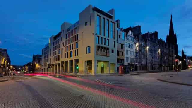 Modern meeting room at Radisson Collection Edinburgh for business conferences and corporate events.