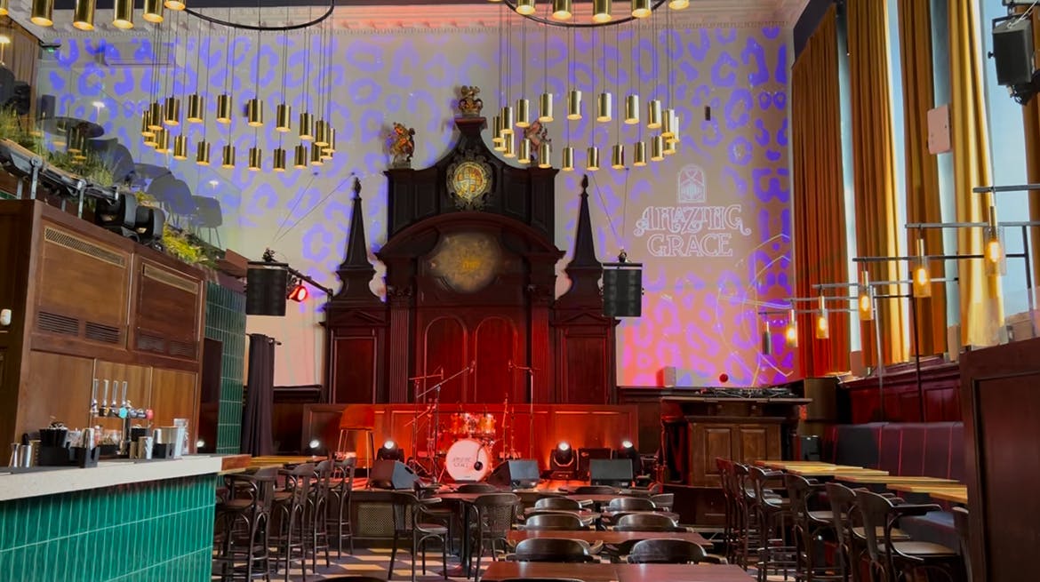 Full Venue in Amazing Grace, featuring elegant decor for concerts and corporate events.