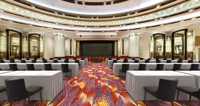 Grand Hyatt ballroom in Art Deco style set for corporate training and professional conferences.