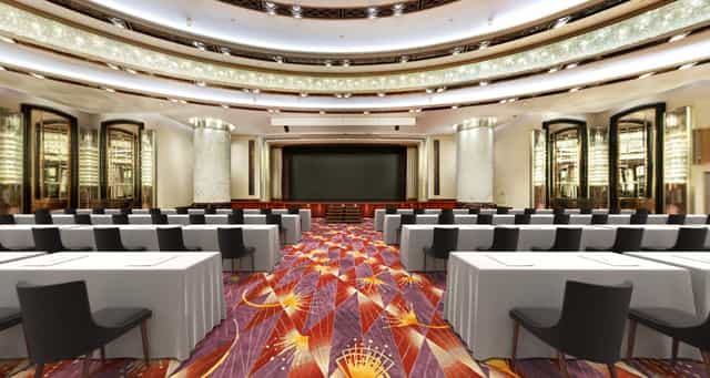 Grand Hyatt ballroom in Art Deco style set for corporate training and professional conferences.