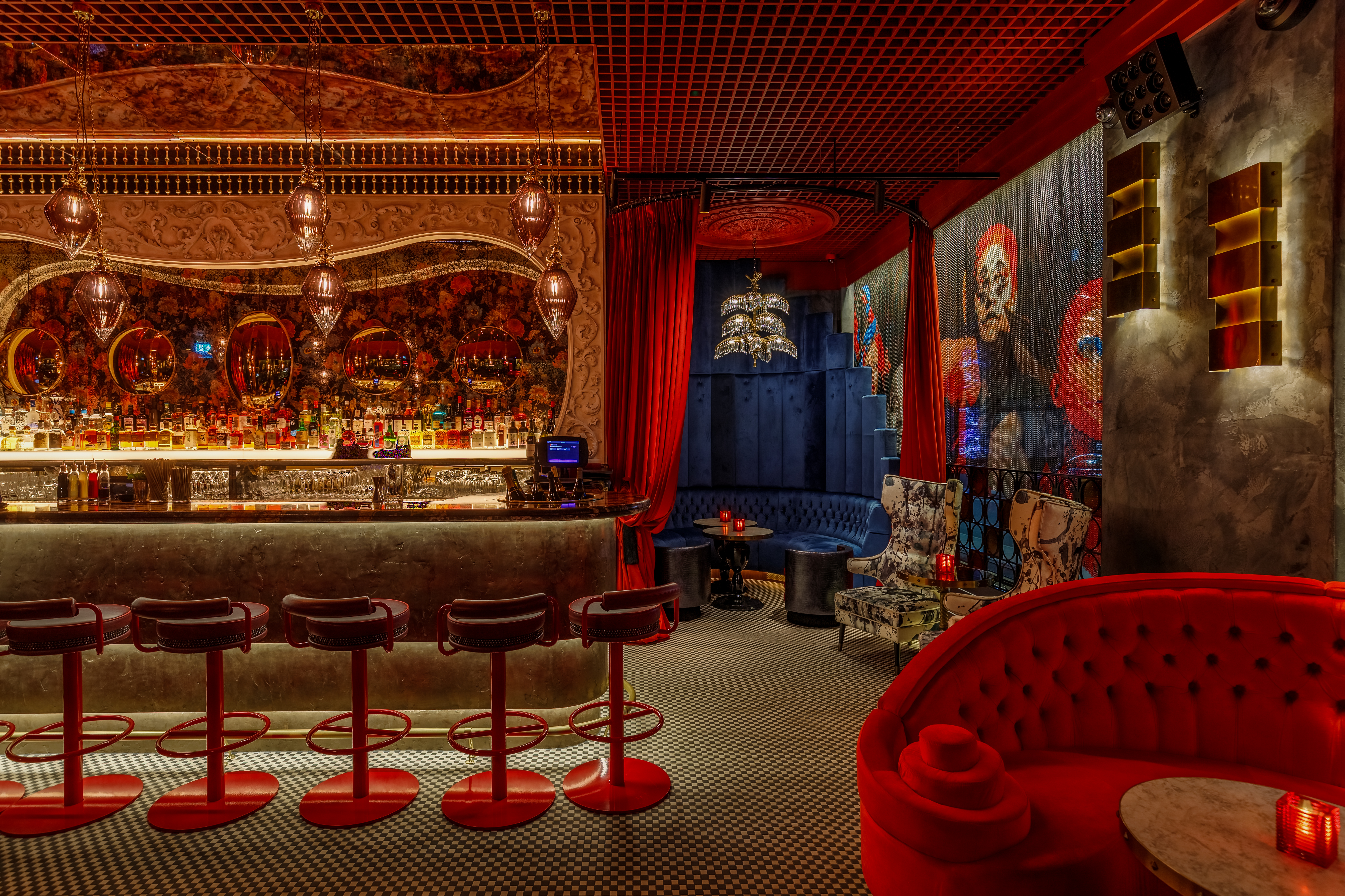 Stylish bar at Chateau Denmark, vibrant decor perfect for cocktail receptions and networking. - Banner