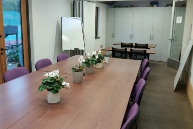 Thrive training room featuring ergonomic seating for corporate workshops and professional seminars.