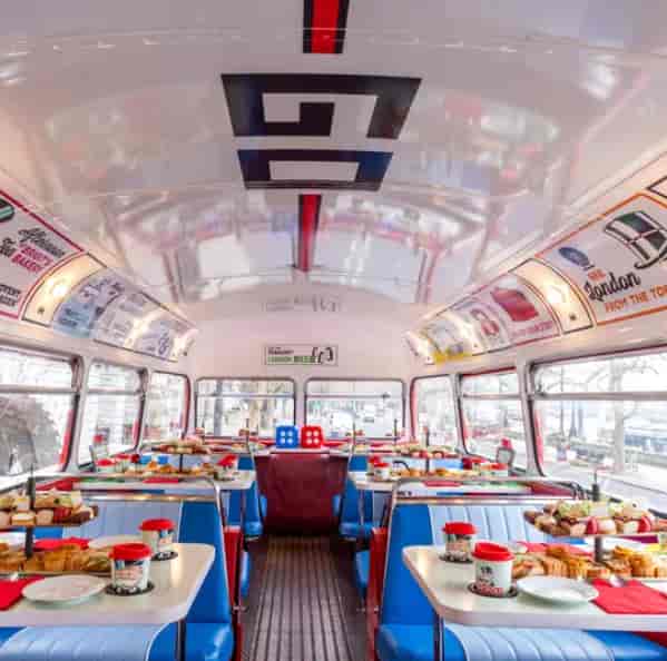 Monopoly Tea Tour vintage London bus: unique corporate event and VIP networking venue.