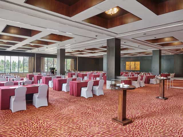 Main Hall ballroom in Kurasini with classroom seating for corporate training and plenary events.