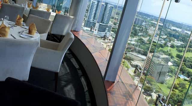 Akemi Revolving Restaurant panoramic city views for upscale private dining or business meetings.