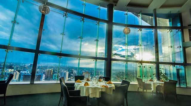 Akemi Revolving Restaurant with city views for executive dinners and VIP networking events.