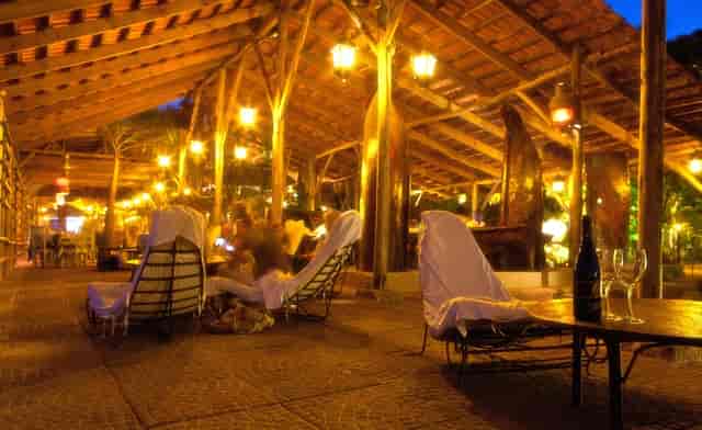 Beach lounge area at Mediterraneo Hotel for evening networking receptions and corporate events.