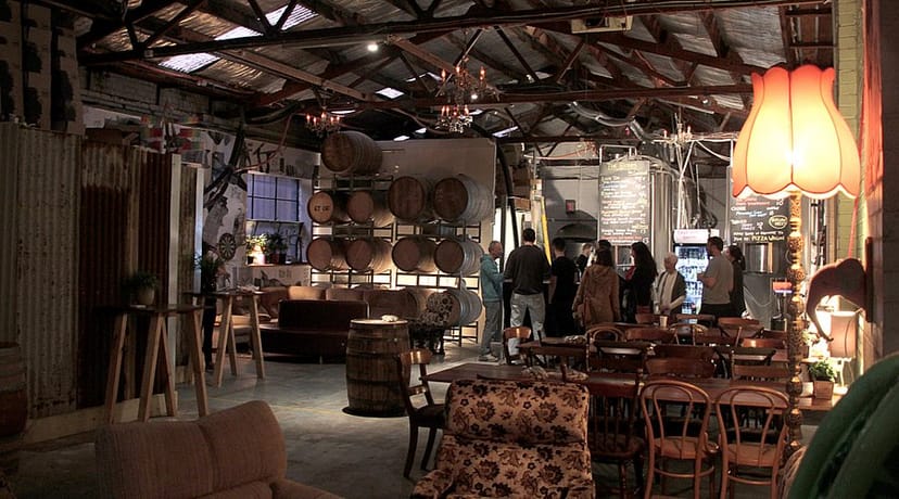 Industrial-chic Moon Dog Craft Brewery for corporate events and networking mixers.