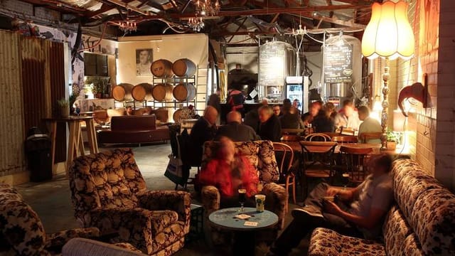 Industrial-chic Moon Dog Brewery lounge for networking and corporate events.