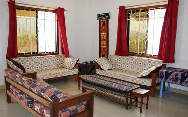 Informal breakout space at Sanga Sanga Retreat Centre for casual brainstorming and team meetings.