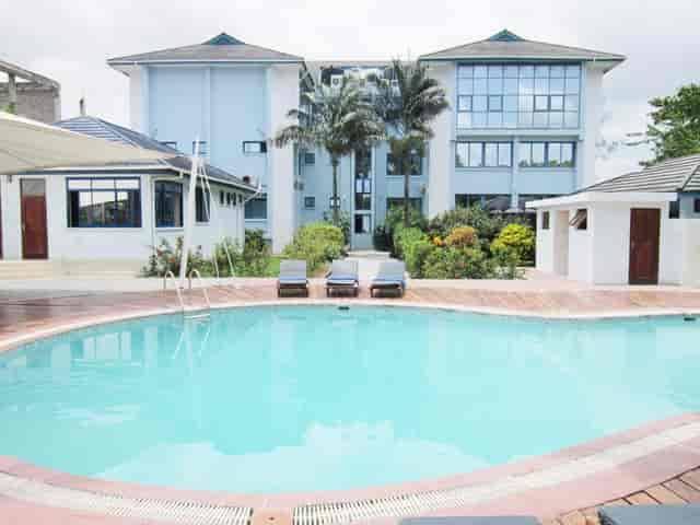 Hifadhi Hotel meeting room with pool view for team building and corporate conferences.