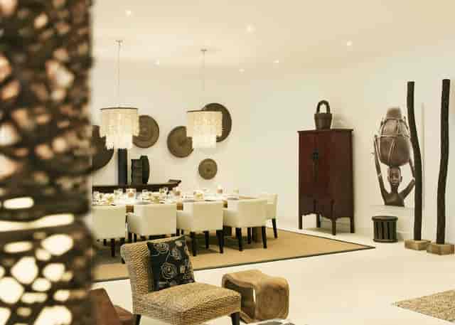 Luxury boardroom dinner setting at The Oyster Bay Hotel for executive events and retreats.