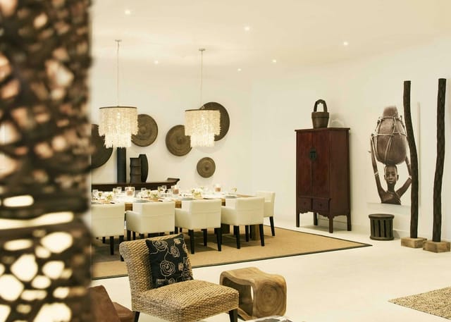 Luxury boardroom dinner setting at The Oyster Bay Hotel for executive events and retreats.