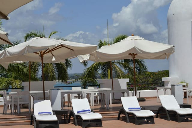 Slipway Hotel al fresco dining area with waterfront views for cocktail events and conferences.