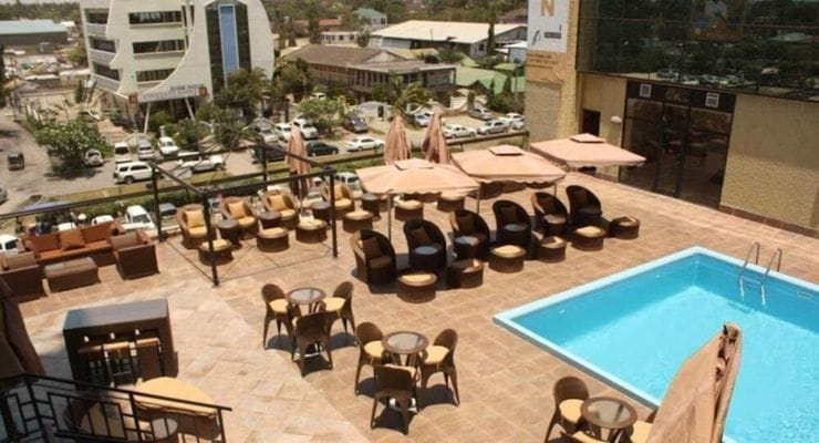 Open-air terrace meeting space at Millennium Towers Hotel for corporate events and networking.