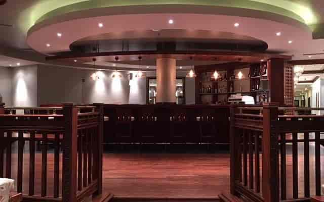 Kibo Bar and Terrace: High-end bar setup for corporate networking reception and event venue.