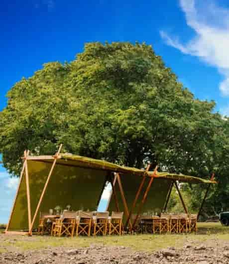 Le Pavillon de Case Noyale: Rustic open-air venue for bohemian corporate retreats and festivals.