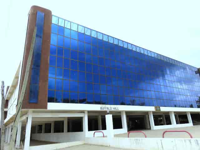 Buffalo Hall event venue with minimalist interior for budget-friendly weddings and meetings.