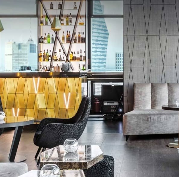 VIP reception lounge at Panorama Sky Bar with contemporary decor for corporate events.