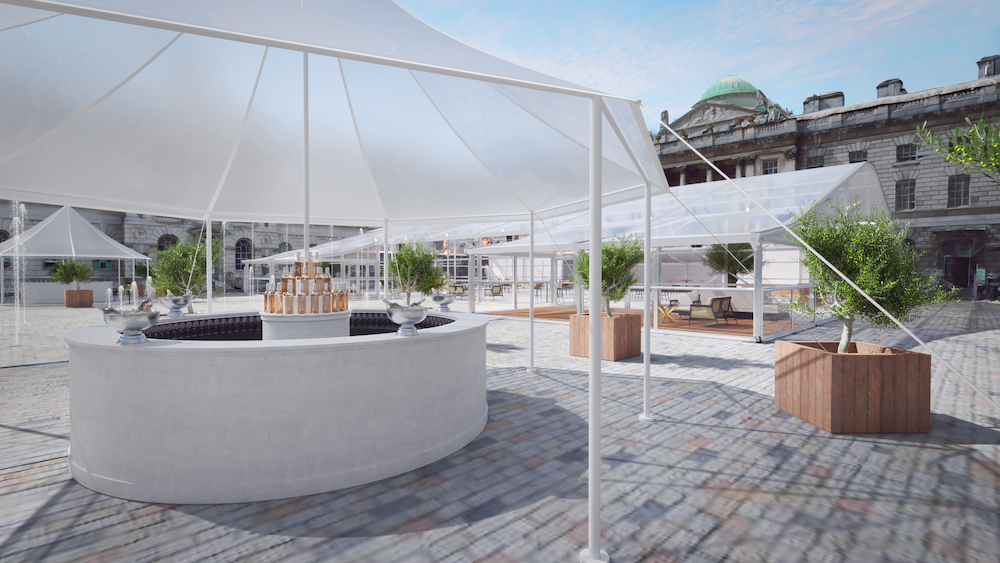 Somerset House summer event, stretch tent, bar, corporate reception - Banner