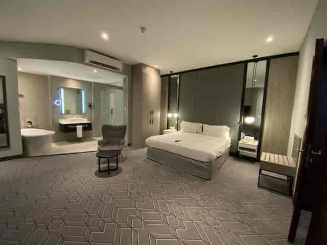 Luxury hotel suite at Radisson Lagos Ikeja for VIP speaker accommodation and corporate travel.