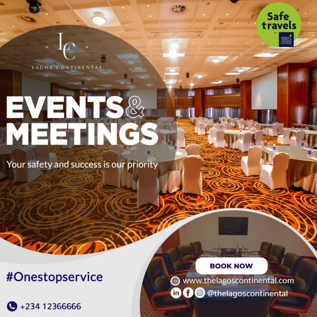 Grand African Ballroom in Lagos Continental Hotel for corporate conferences and banquet events.