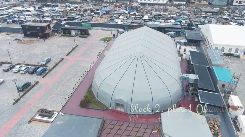 Large event tent at La Madison Place for corporate functions and outdoor catering.