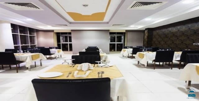 Banquet hall in The Lekki Coliseum set for a corporate dinner or small business meeting.