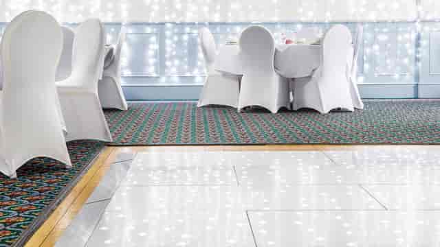 Mercure Ayr hotel banquet hall with LED dance floor for elegant weddings and corporate events.