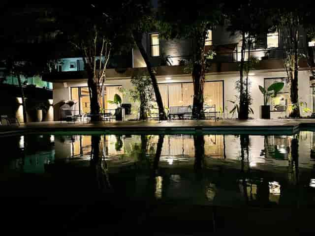 Nordic Hotel Lagos outdoor pool terrace, ideal for evening corporate events and networking.