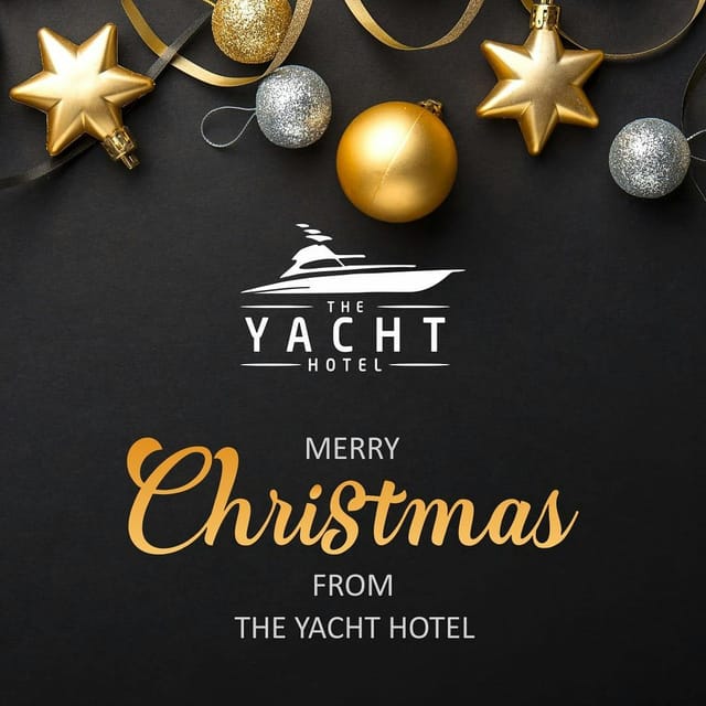 Luxury Yacht Hotel Stateroom with gold accents for premium corporate holiday events.