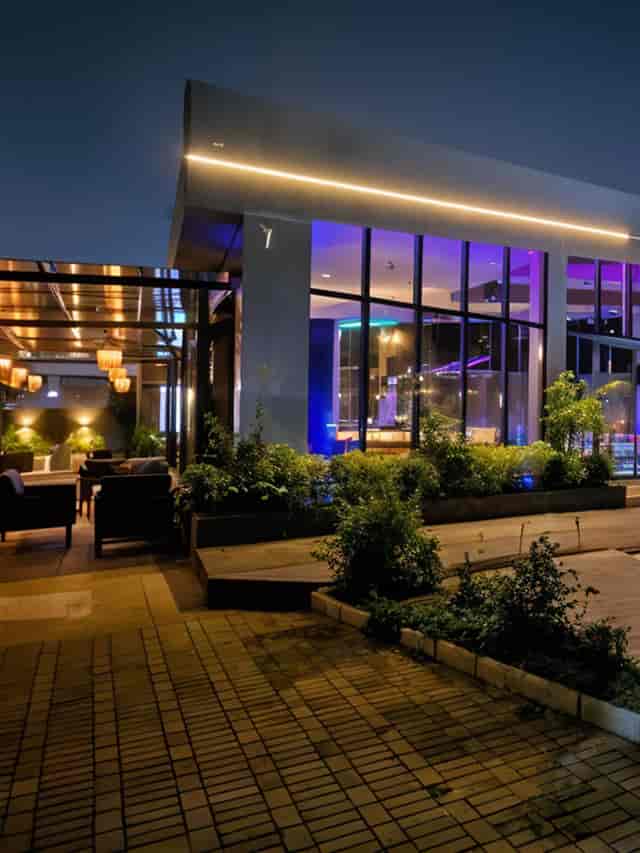 Modern lounge at The Bickley Park Hotel with lush landscaping for upscale evening receptions.