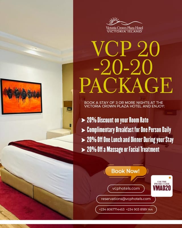 Victoria Crown Plaza Hotel meeting room flyer for business traveler extended-stay discounts.