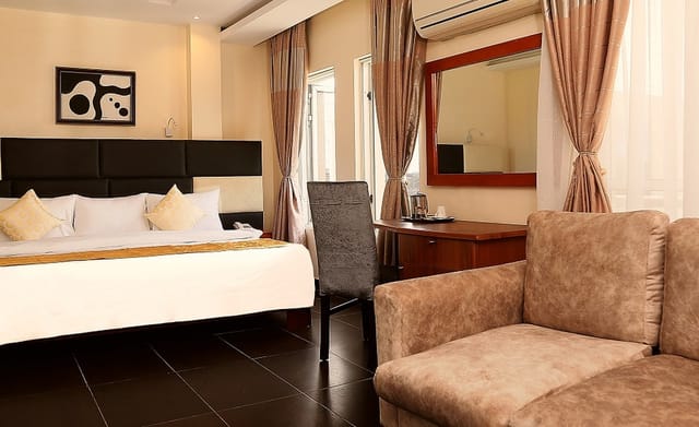 Modern business conference room with dedicated workspace at The Vistana hotel for corporate meetings.