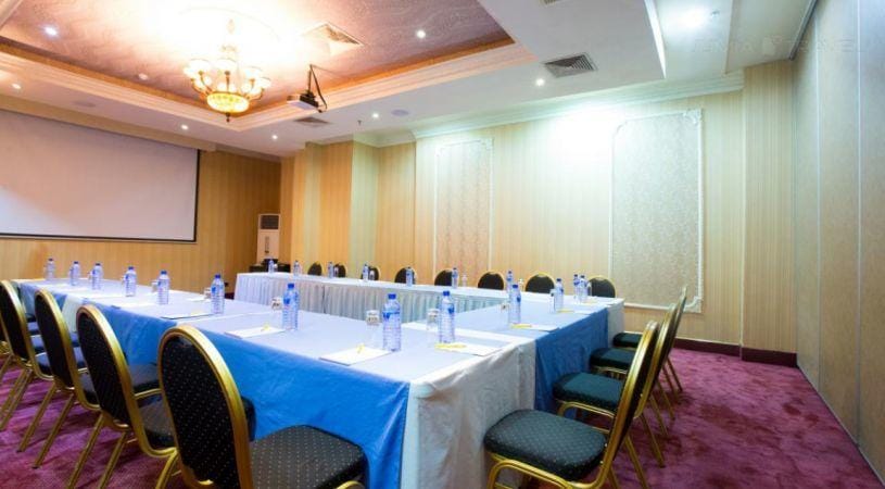 U-shape boardroom at Chelsea Hotel Ikoyi, perfect for corporate meetings and professional workshops.