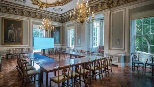 Historic boardroom with U-shape setup for executive meetings and corporate events.