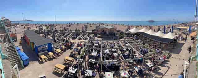 Brighton Music Hall beachfront terrace: open-air venue for group dining and corporate receptions.