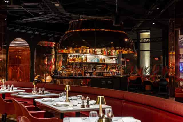 VIP corporate dinner at Duck & Waffle Edinburgh restaurant, moody interior for networking events.