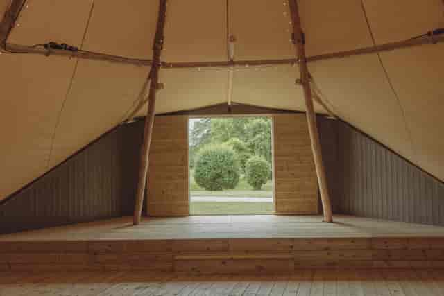 Rustic tipi marquee venue at Mapledurham for outdoor weddings and brand activations.