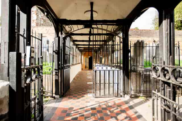 Main Church Hall, West Ham: narrow doorway for event venue and logistics planning.