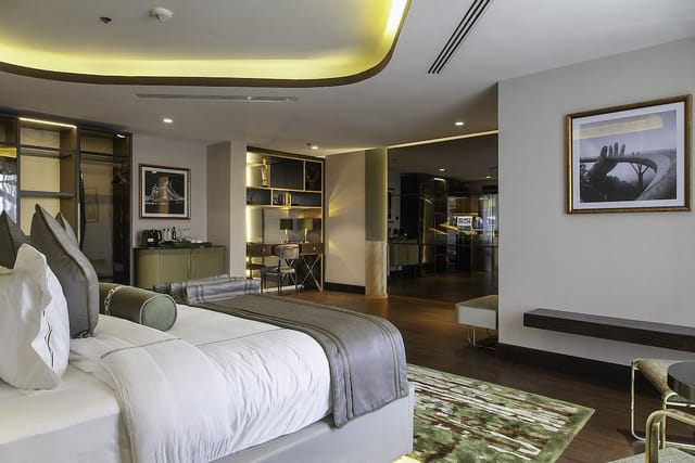 Luxury VIP suite at The Delborough featuring a workspace for incentive travel and corporate events.