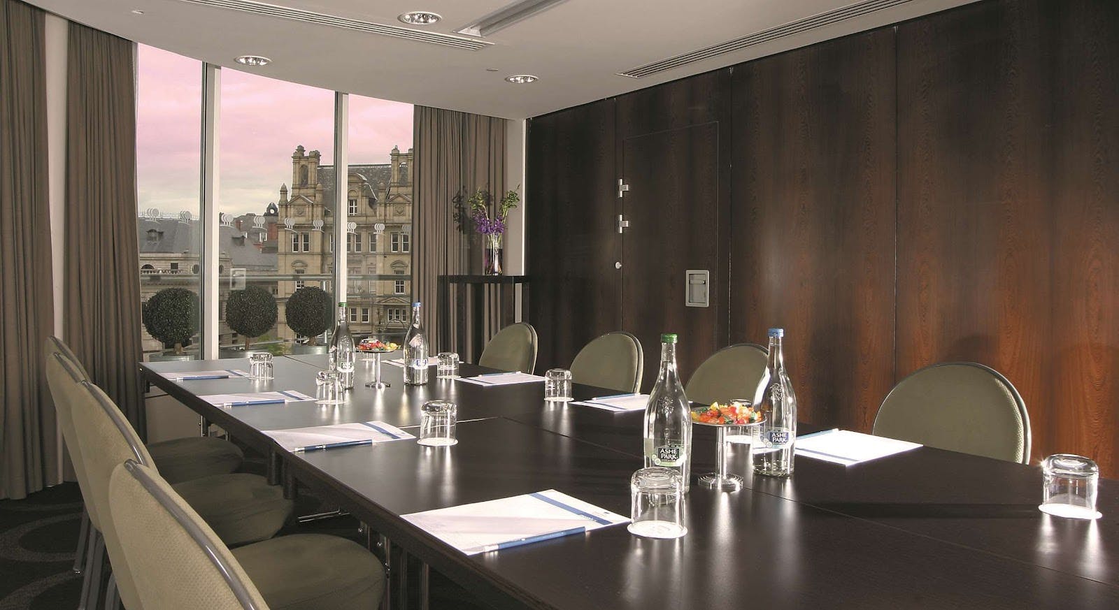 Boardroom meeting room at Park Plaza Leeds with city views for executive corporate events. - Banner