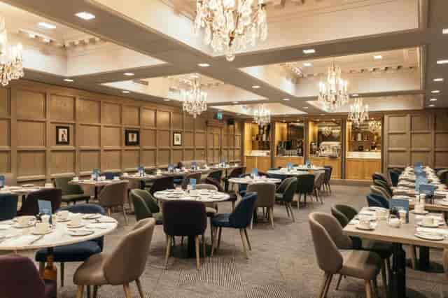 The Boardroom at The Scotsman Hotel: Wood-paneled corporate event space for formal networking.