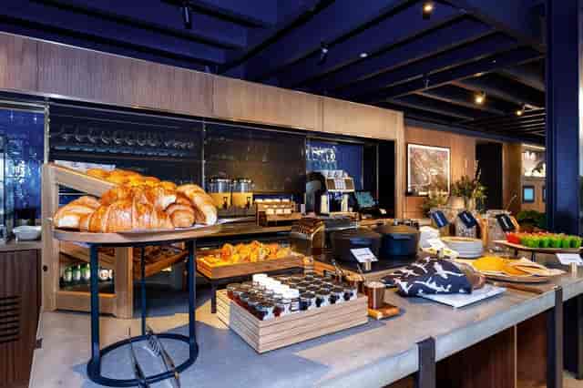 Contemporary breakfast buffet station at Edinburgh corporate event or boutique meeting venue.